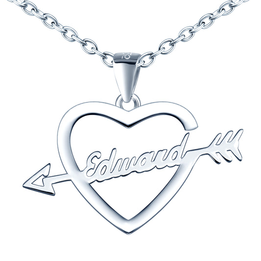 Infinionly Sterling Silver Arrow through the heart Name Necklace
