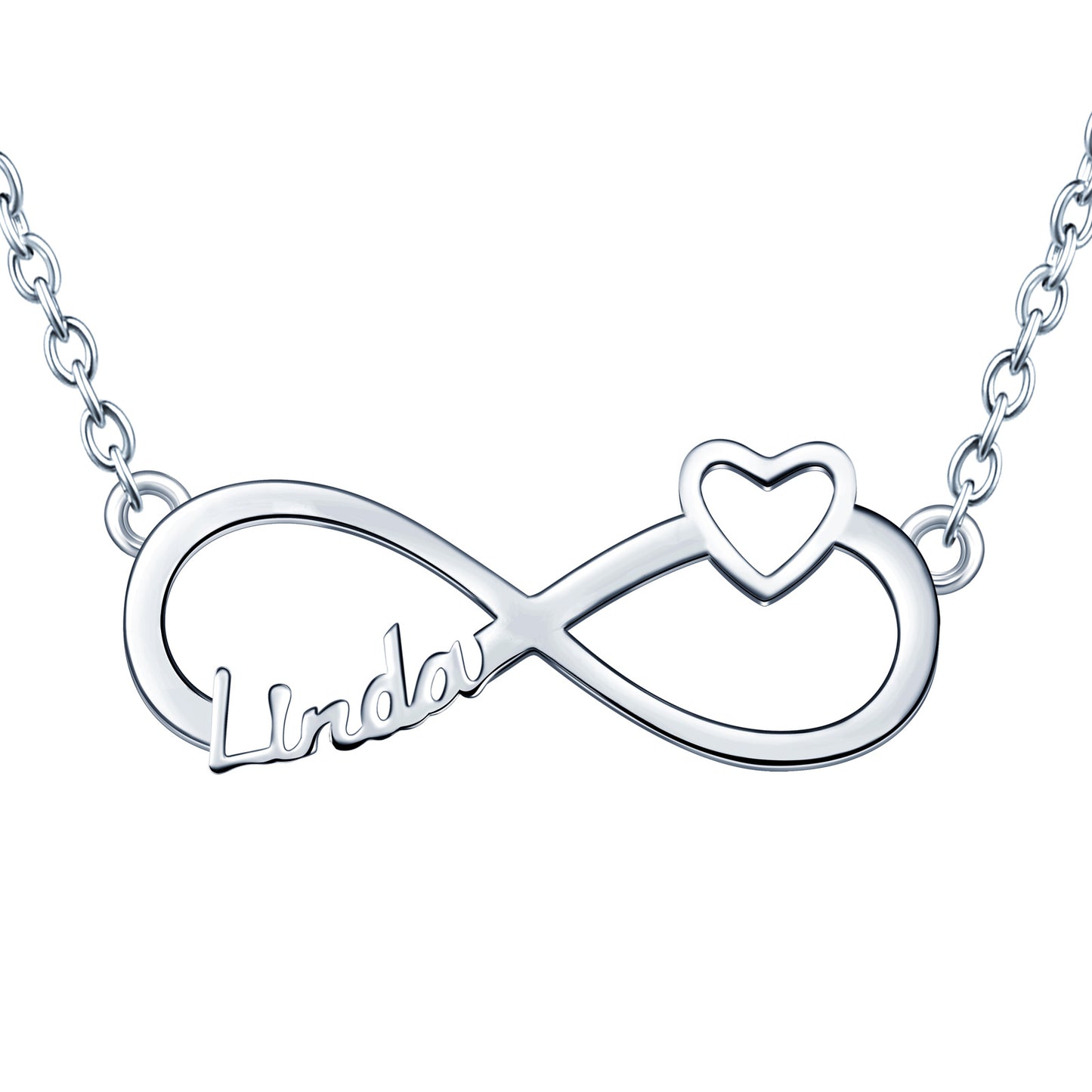Infinionly Sterling Silver Classical Style With Little Heart Personalized Name Necklace