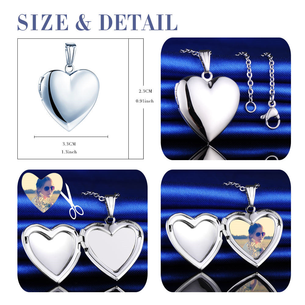 Infinionly Heart Photo Locket Necklaces