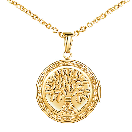 Infinionly Round Tree Of Life Photo Locket Necklace