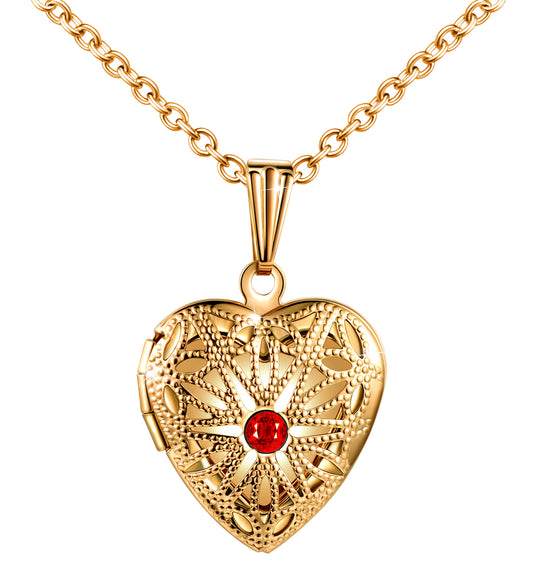 Infinionly Skeleton Glass Zircon Heart Photo Locket Necklace