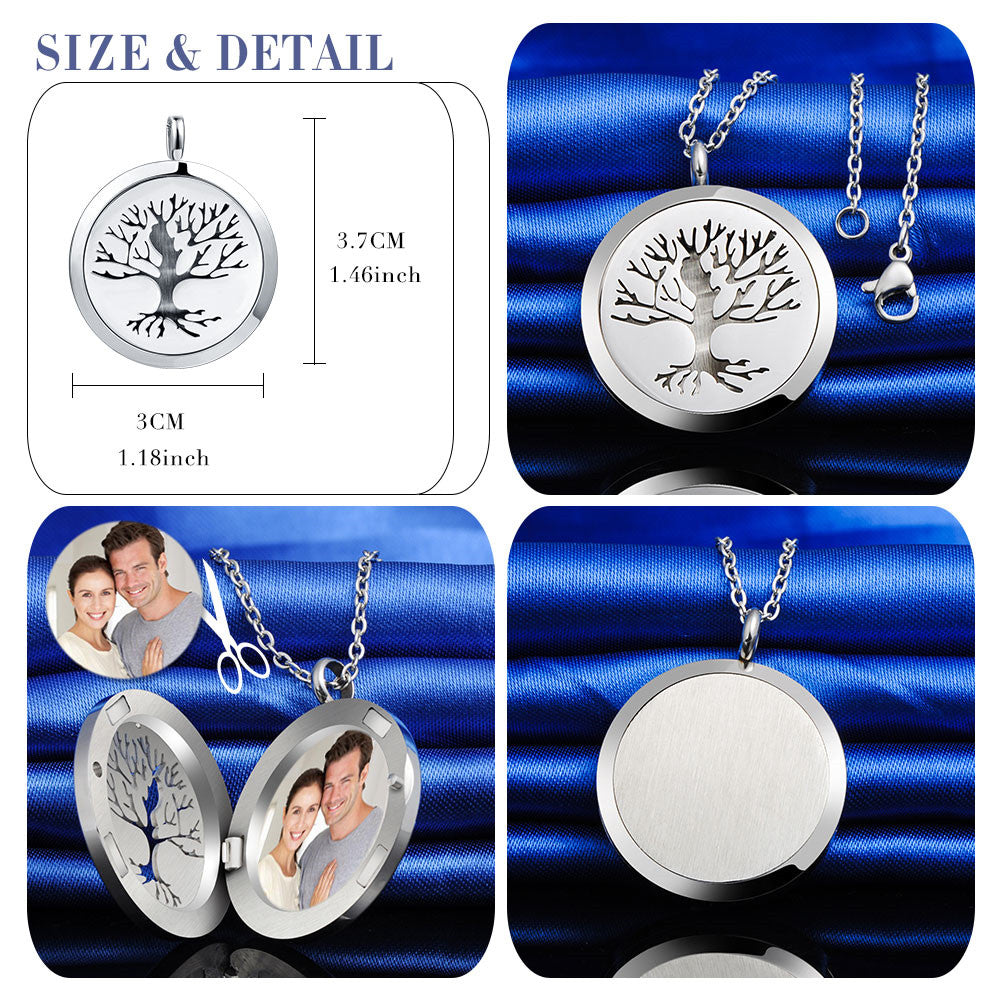 Infinionly Hollow Tree Of Life Circle Photo Locket Necklace