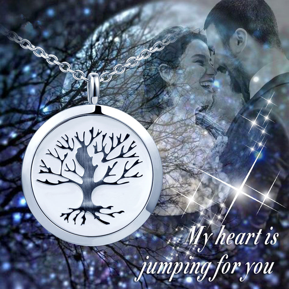 Infinionly Hollow Tree Of Life Circle Photo Locket Necklace