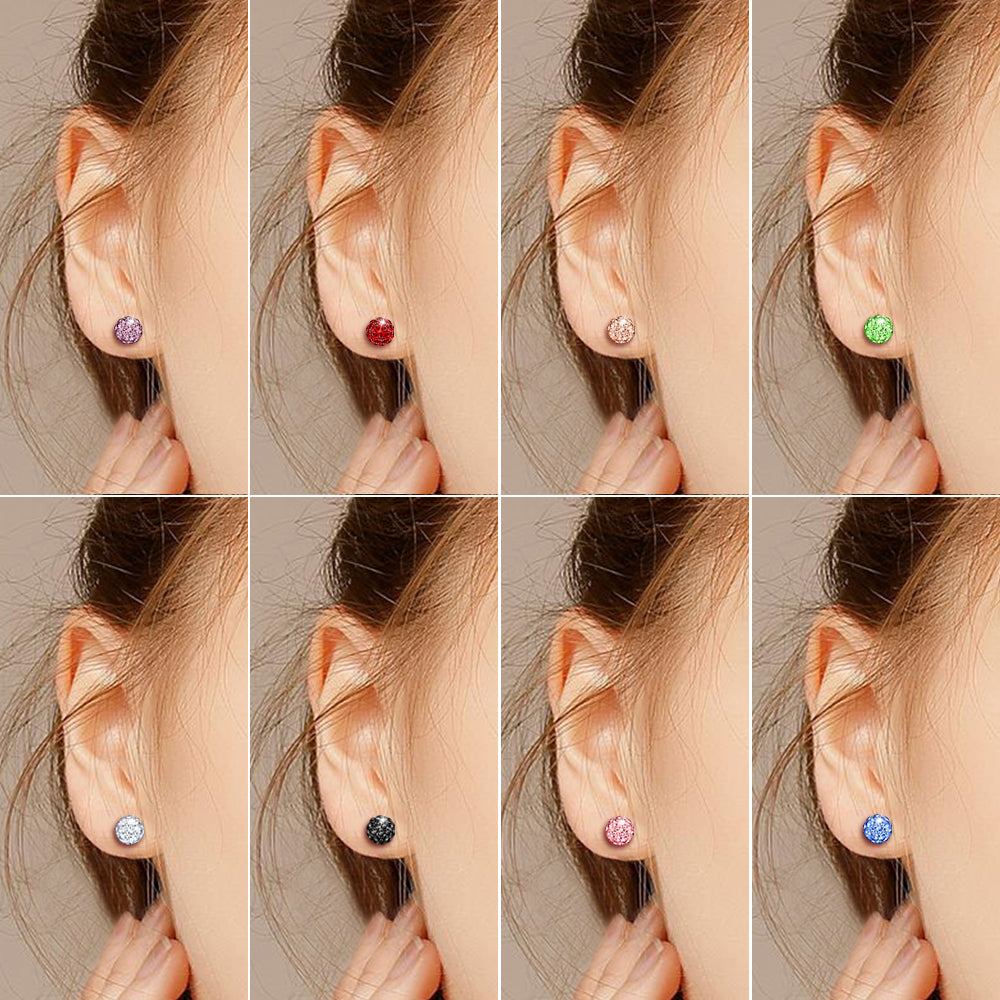 Infinionly 8 Pairs Of 8MM S925 Silver Shambhala Crystal Ball Earrings Set