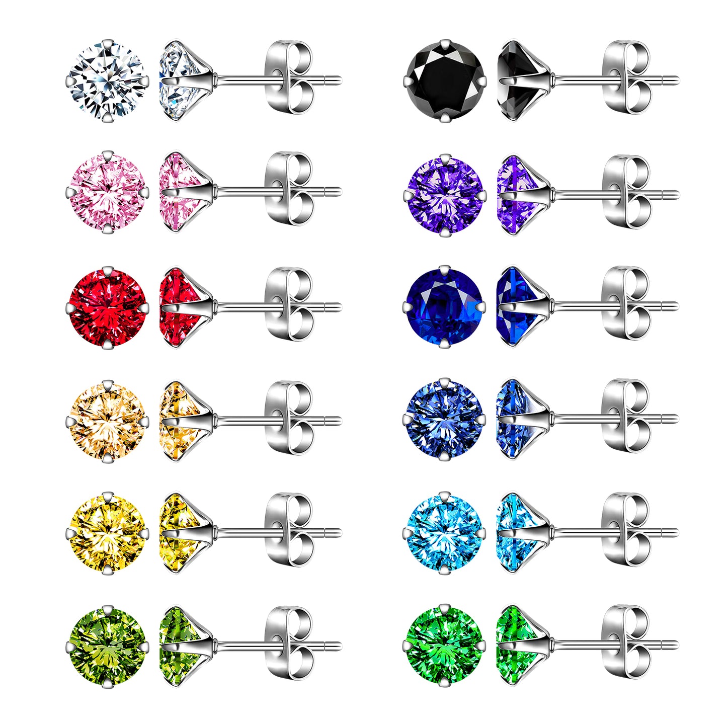 Infinionly 12 Pairs Of Colorful Zirconia Earrings Set