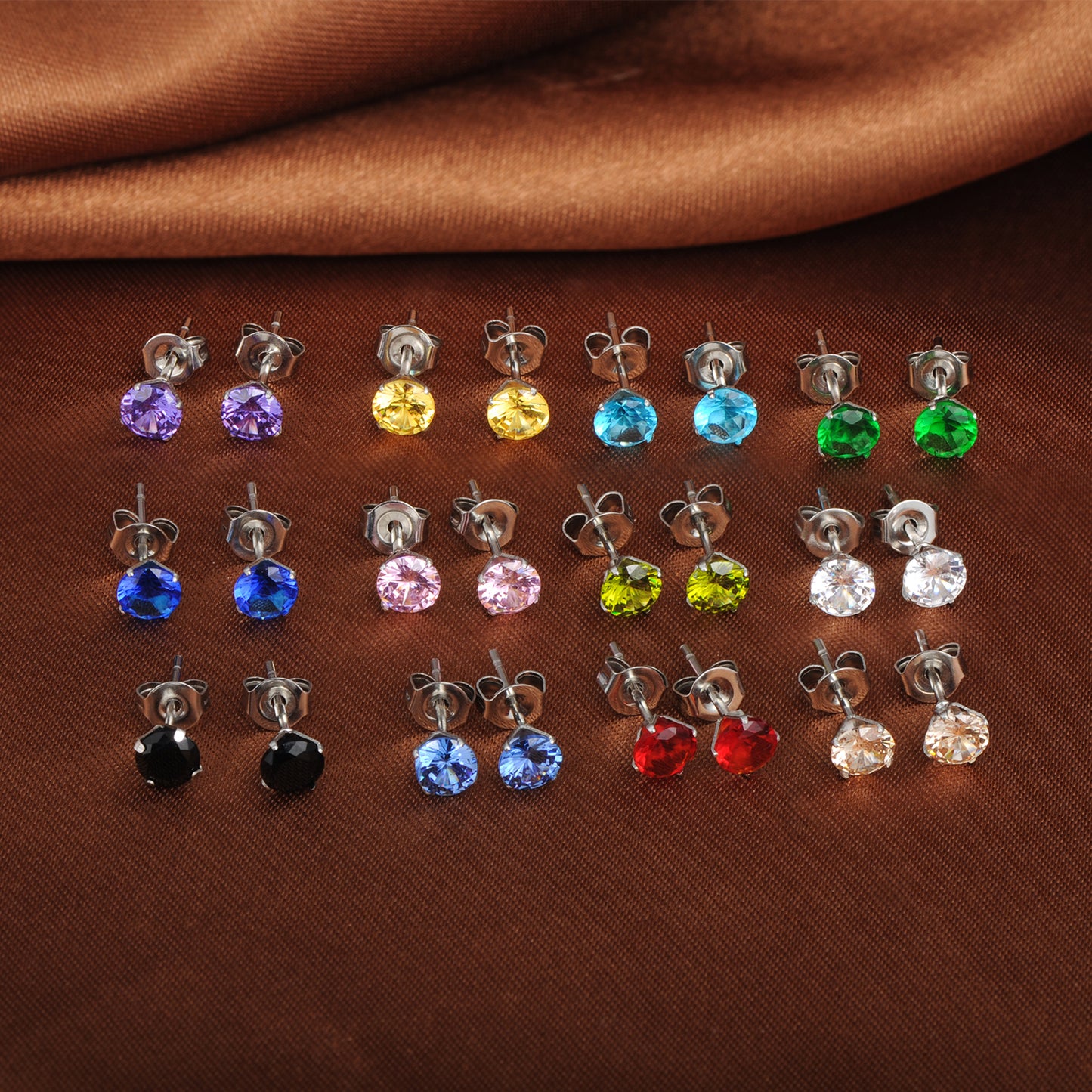 Infinionly 12 Pairs Of Colorful Zirconia Earrings Set