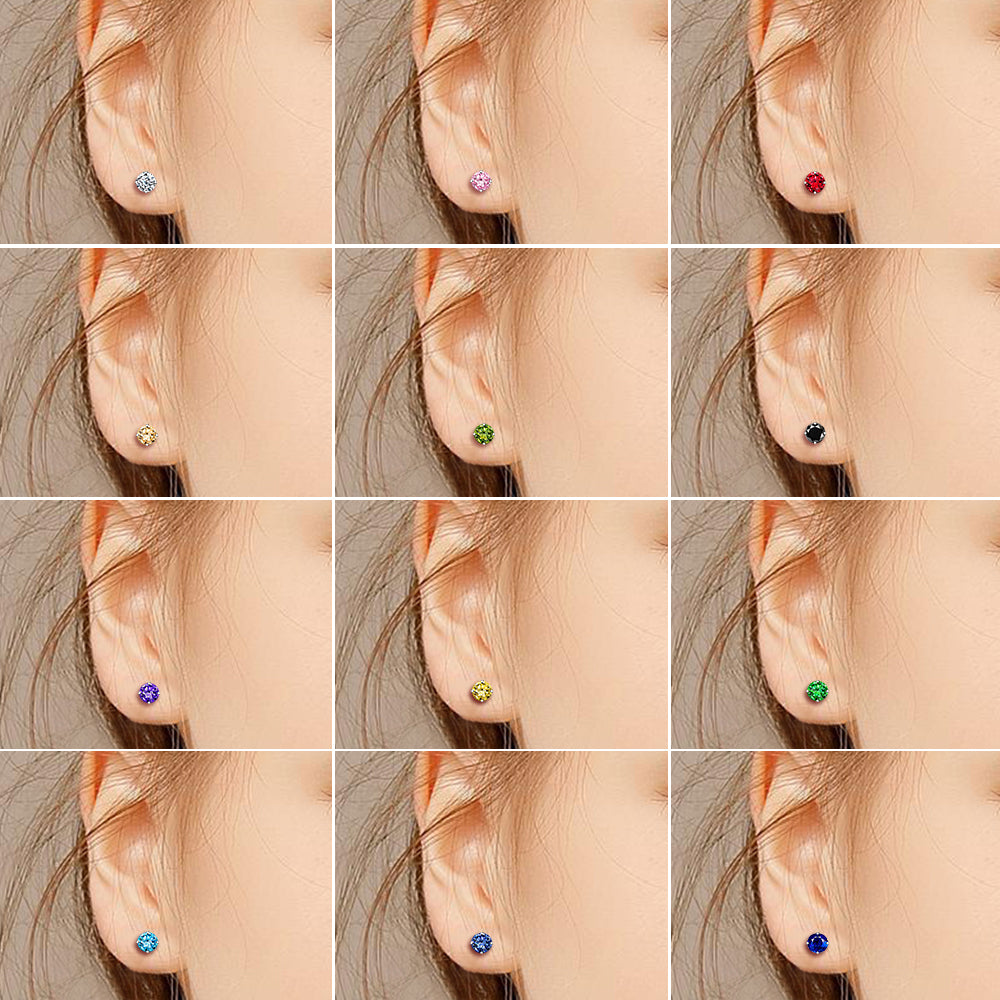 Infinionly 12 Pairs Of Colorful Zirconia Earrings Set