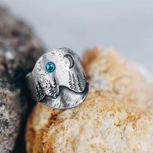 Trendy Silver Nature Mountain Ring