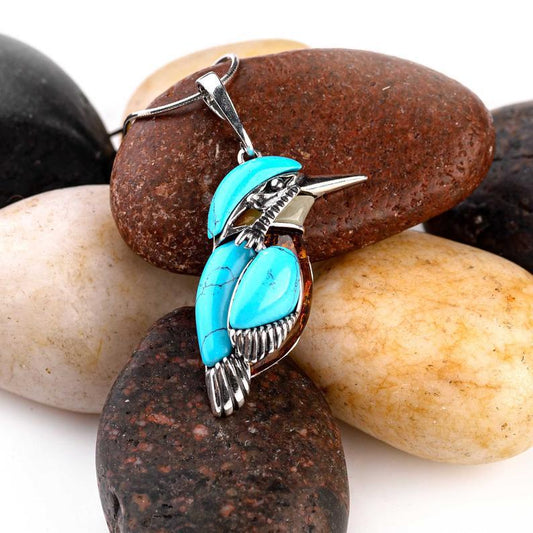 Vintage Silver Bird Nature Style Turquoise Bird Necklace