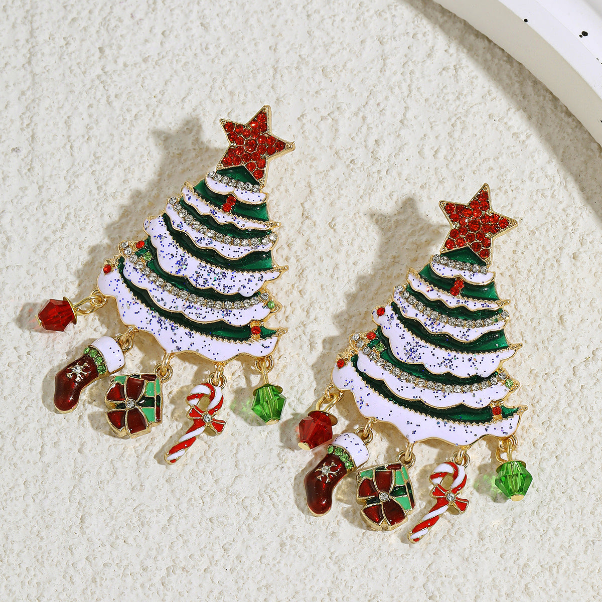 Infinionly Classic Christmas Tree Fringe Earrings