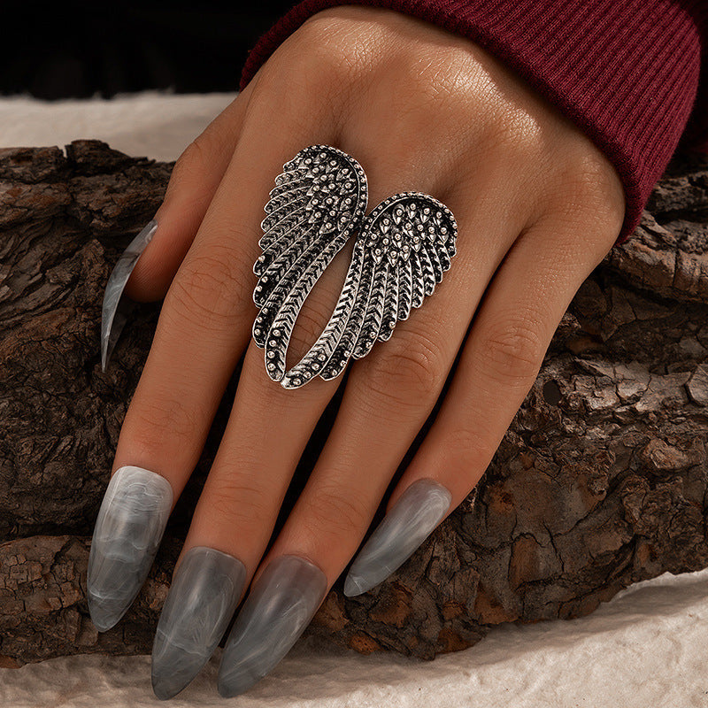 Infinionly Retro Punk Hip Hop Wings Ring