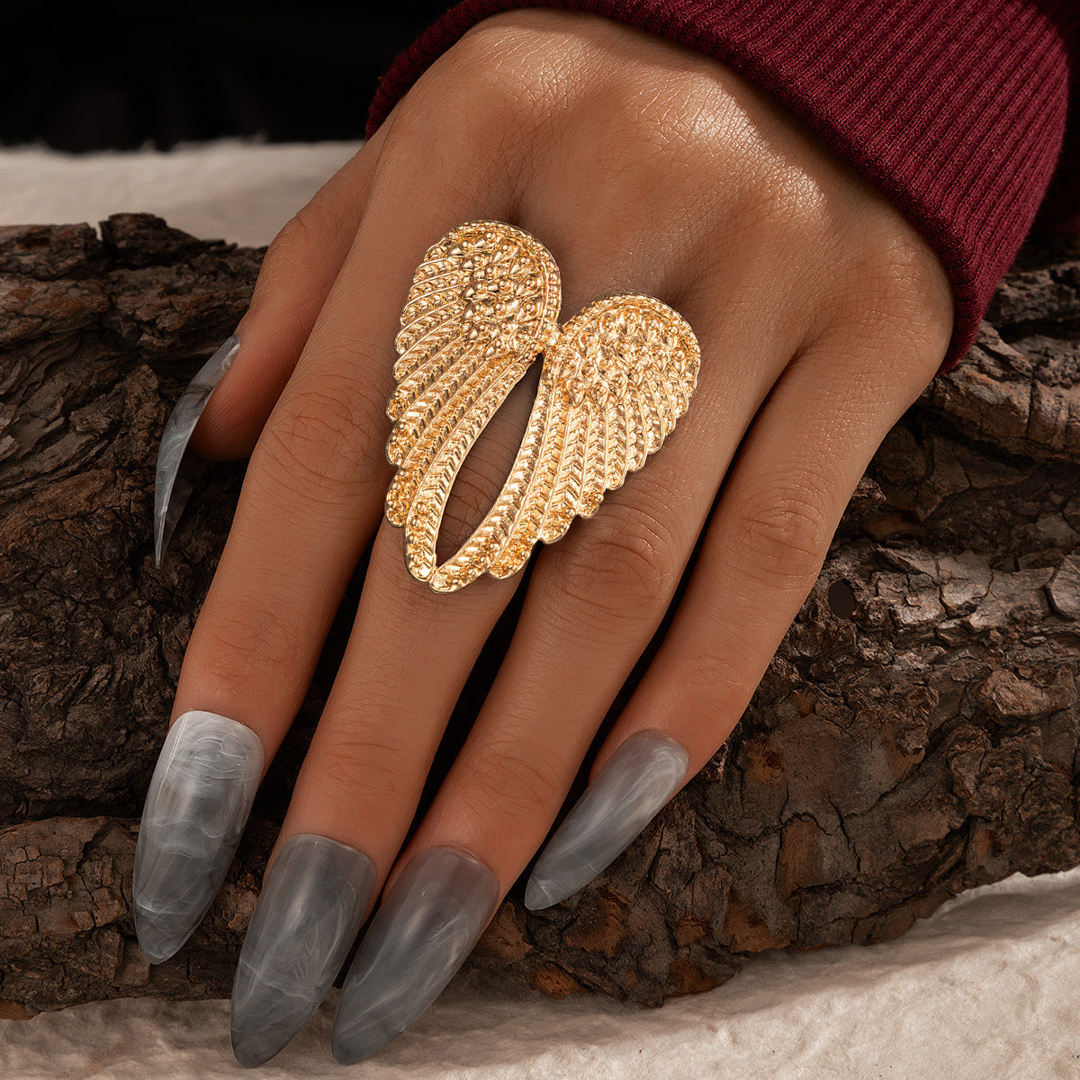 Infinionly Retro Punk Hip Hop Wings Ring