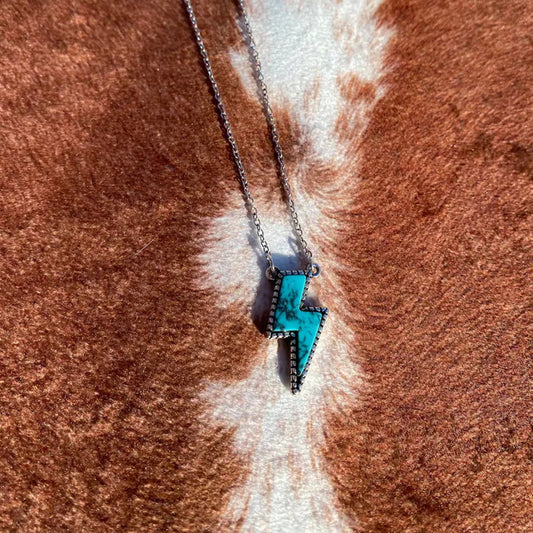Boho Vintage Creative Turquoise Lightning Necklace