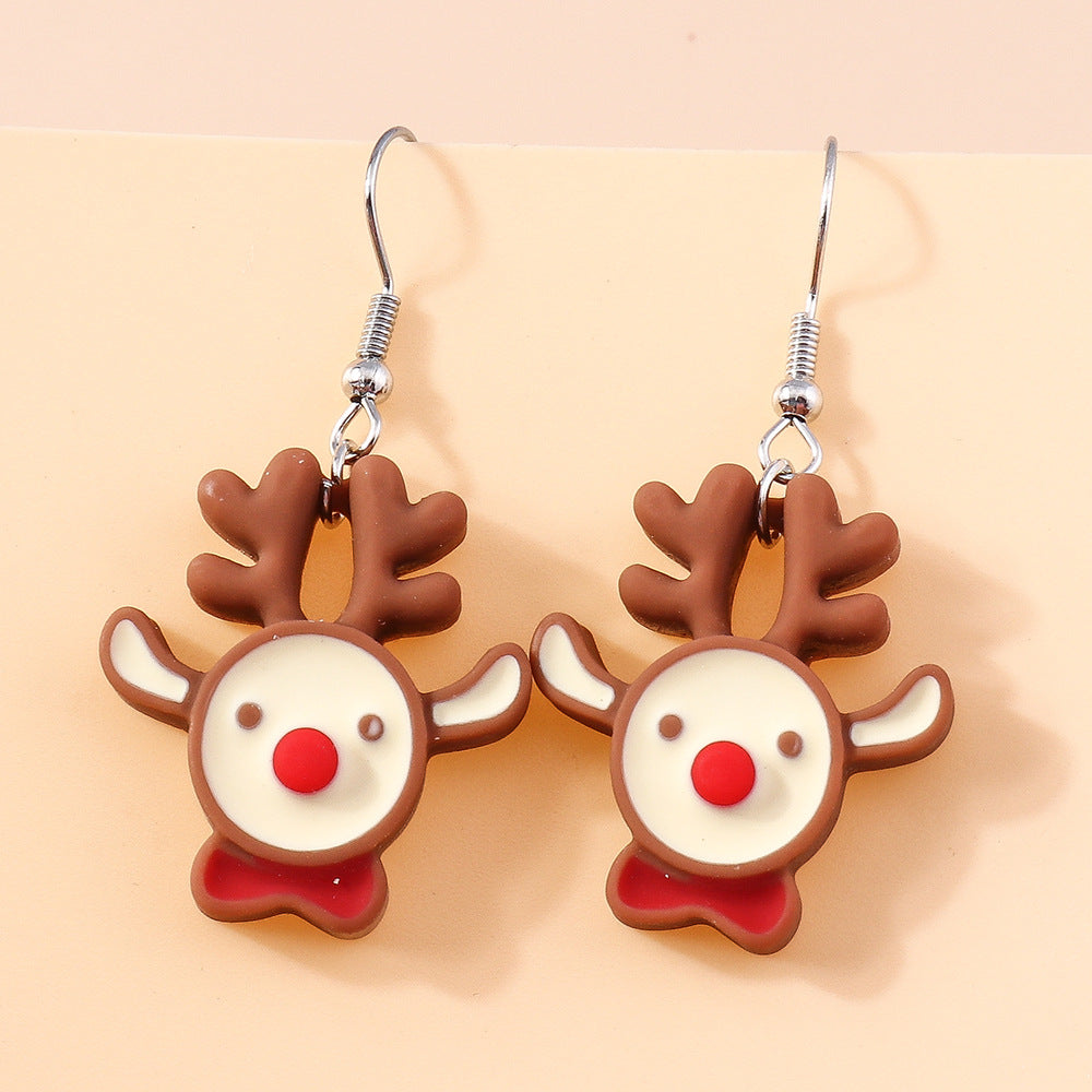 Infinionly Christmas Cartoon Elk Earrings