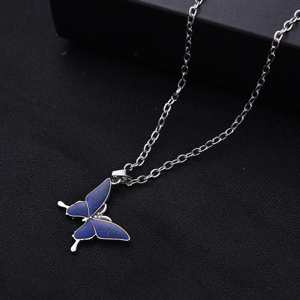 Infinionly Color Changing Enamel Butterfly Pendant Necklace