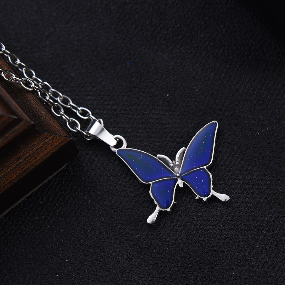 Infinionly Color Changing Enamel Butterfly Pendant Necklace