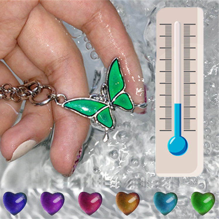 Infinionly Color Changing Enamel Butterfly Pendant Necklace