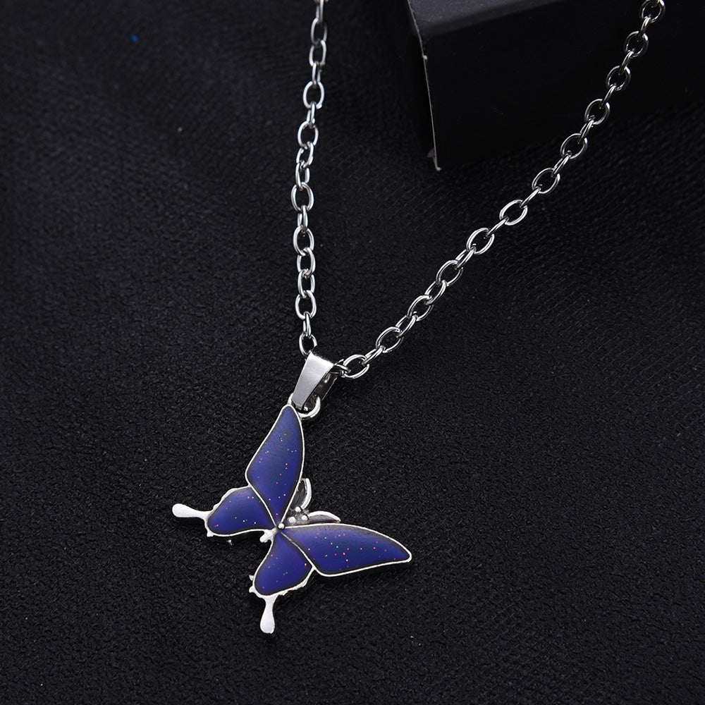 Infinionly Color Changing Enamel Butterfly Pendant Necklace