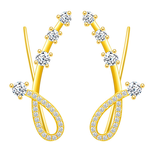 Dancing Meteor CZ Climber Earrings