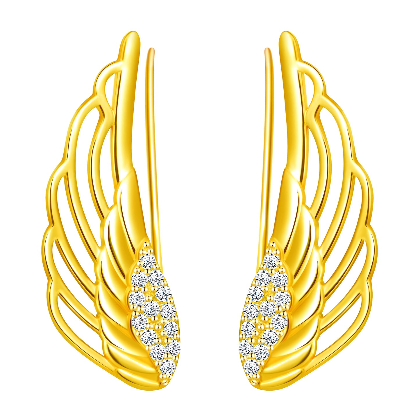 Wings CZ Climber Earrings