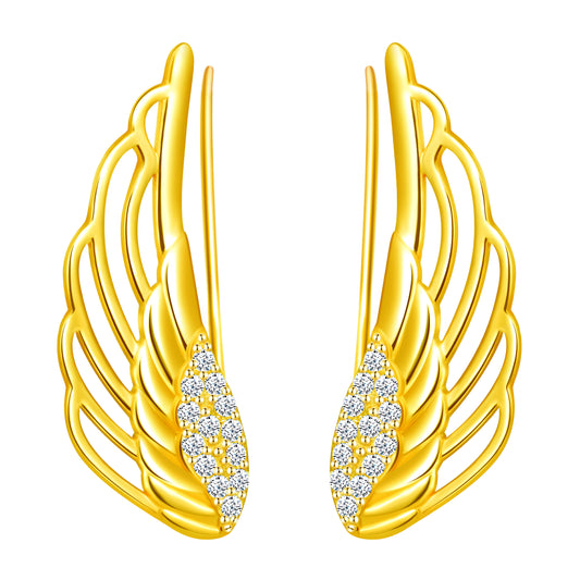 Wings CZ Climber Earrings