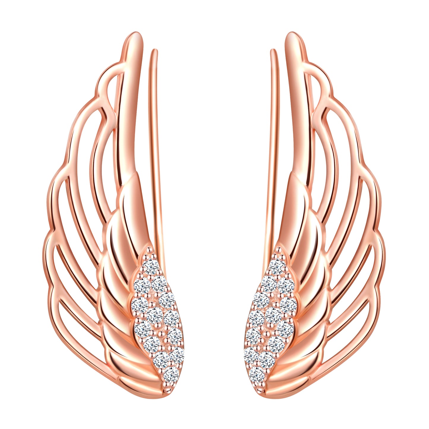 Wings CZ Climber Earrings