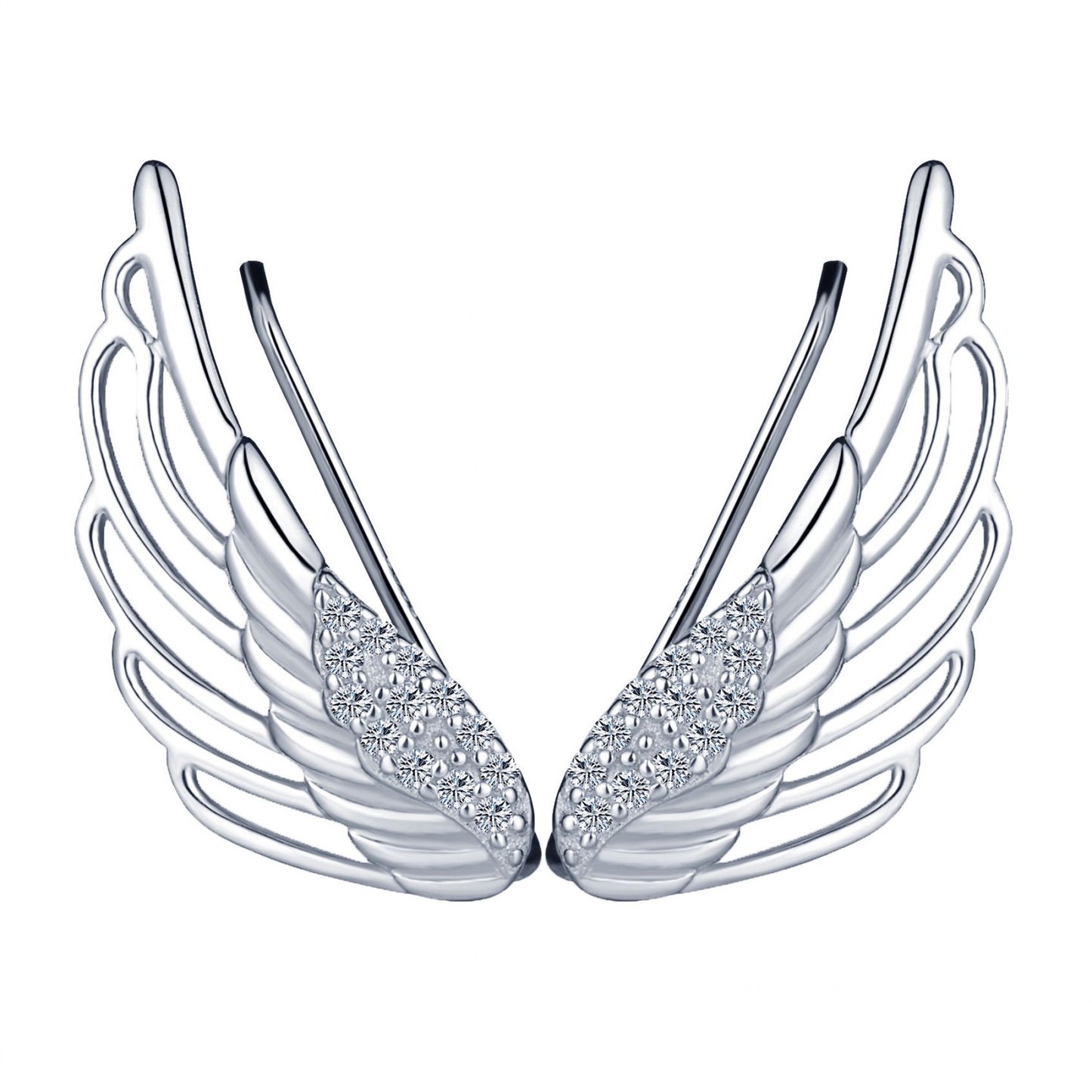 Wings CZ Climber Earrings