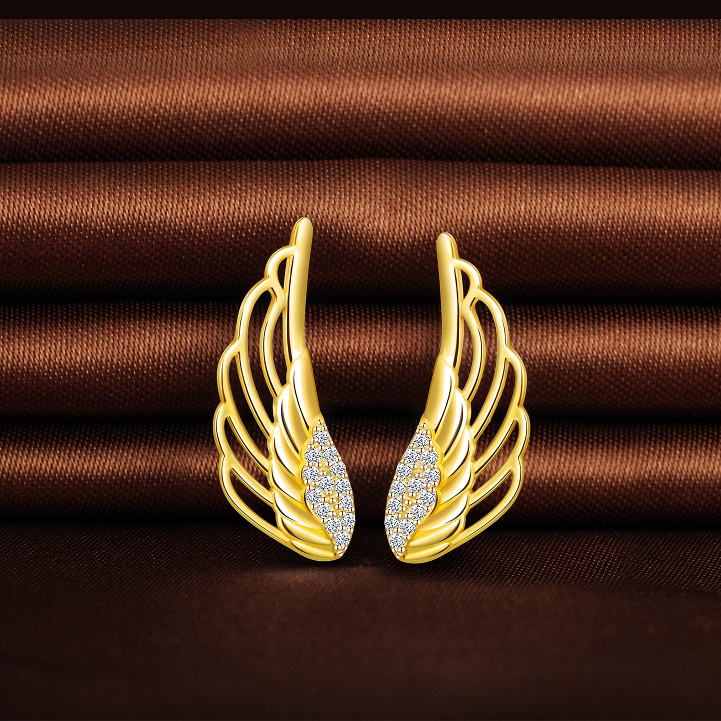 Wings CZ Climber Earrings