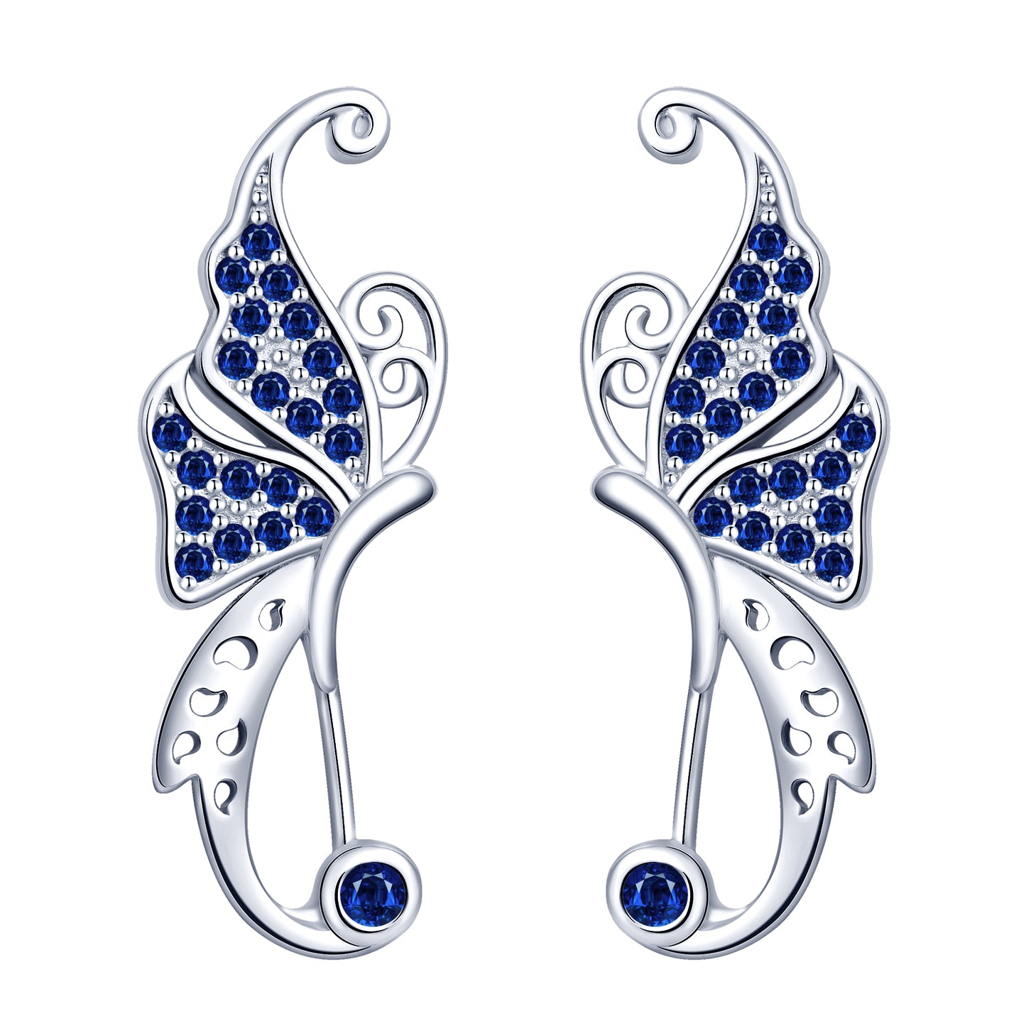 Butterfly CZ Climber Earrings