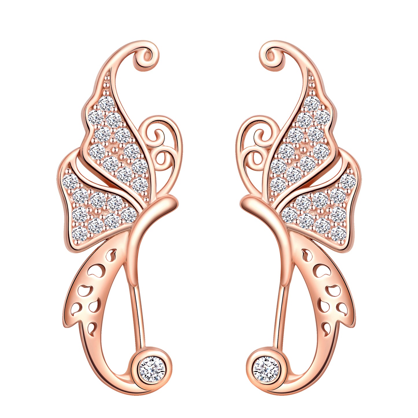 Butterfly CZ Climber Earrings