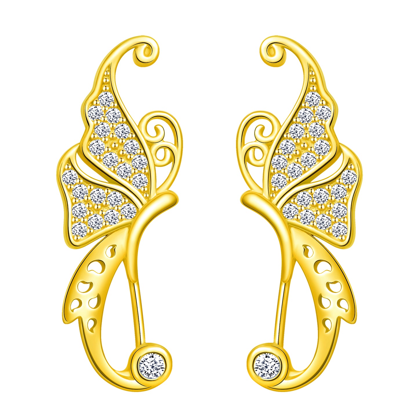 Butterfly CZ Climber Earrings