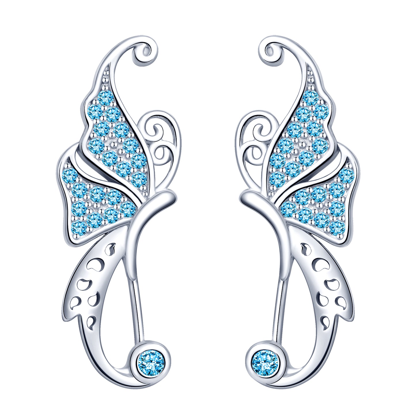 Butterfly CZ Climber Earrings