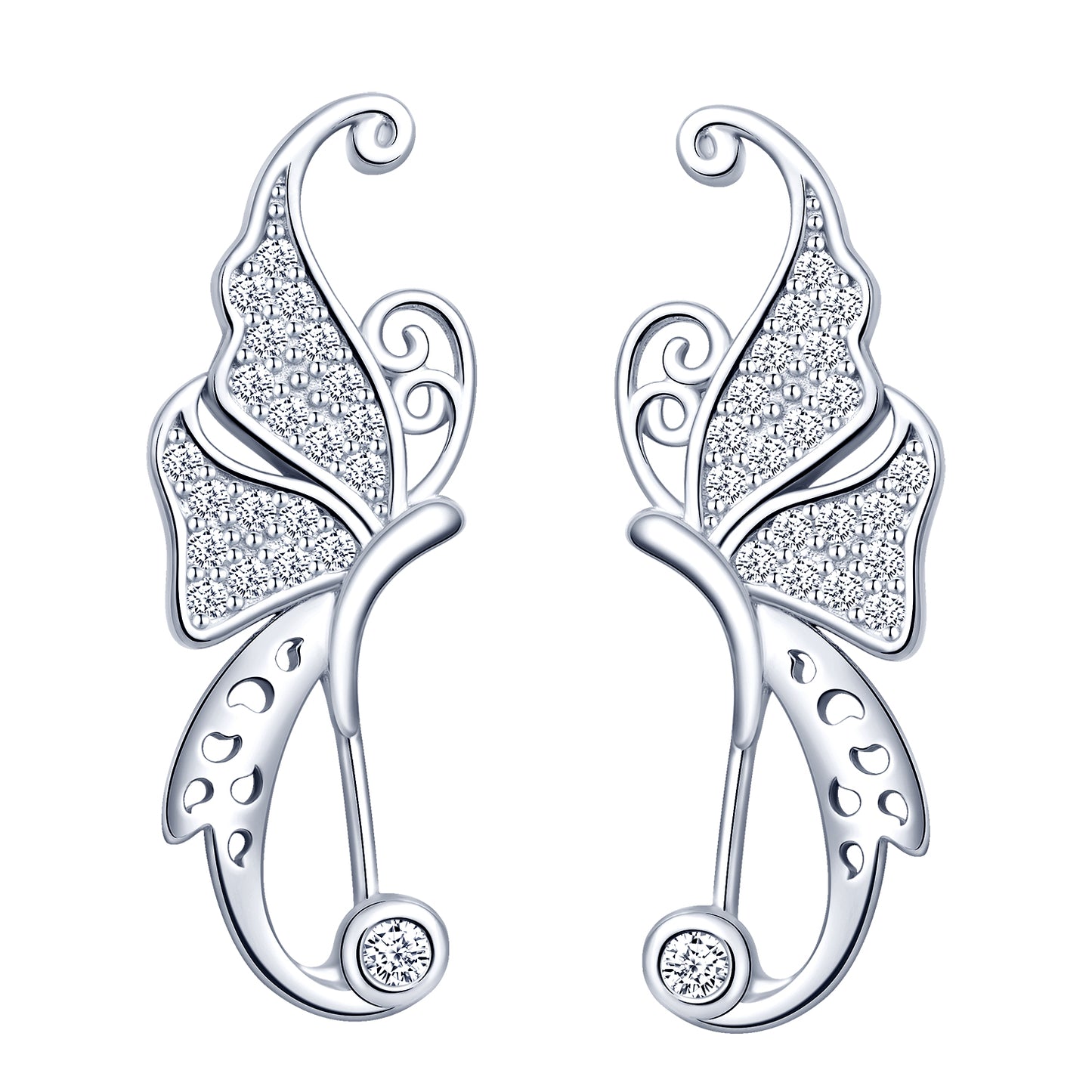 Butterfly CZ Climber Earrings