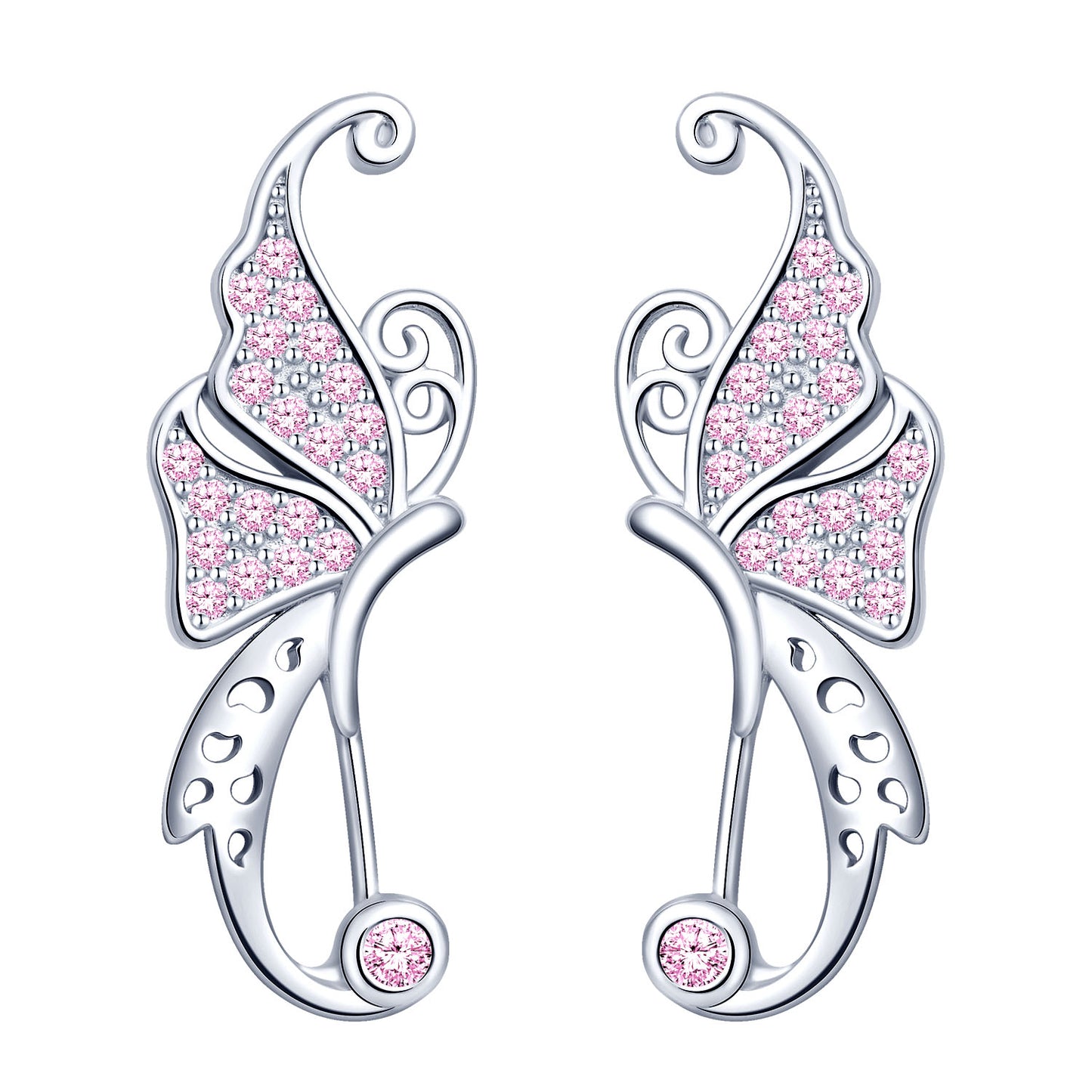 Butterfly CZ Climber Earrings