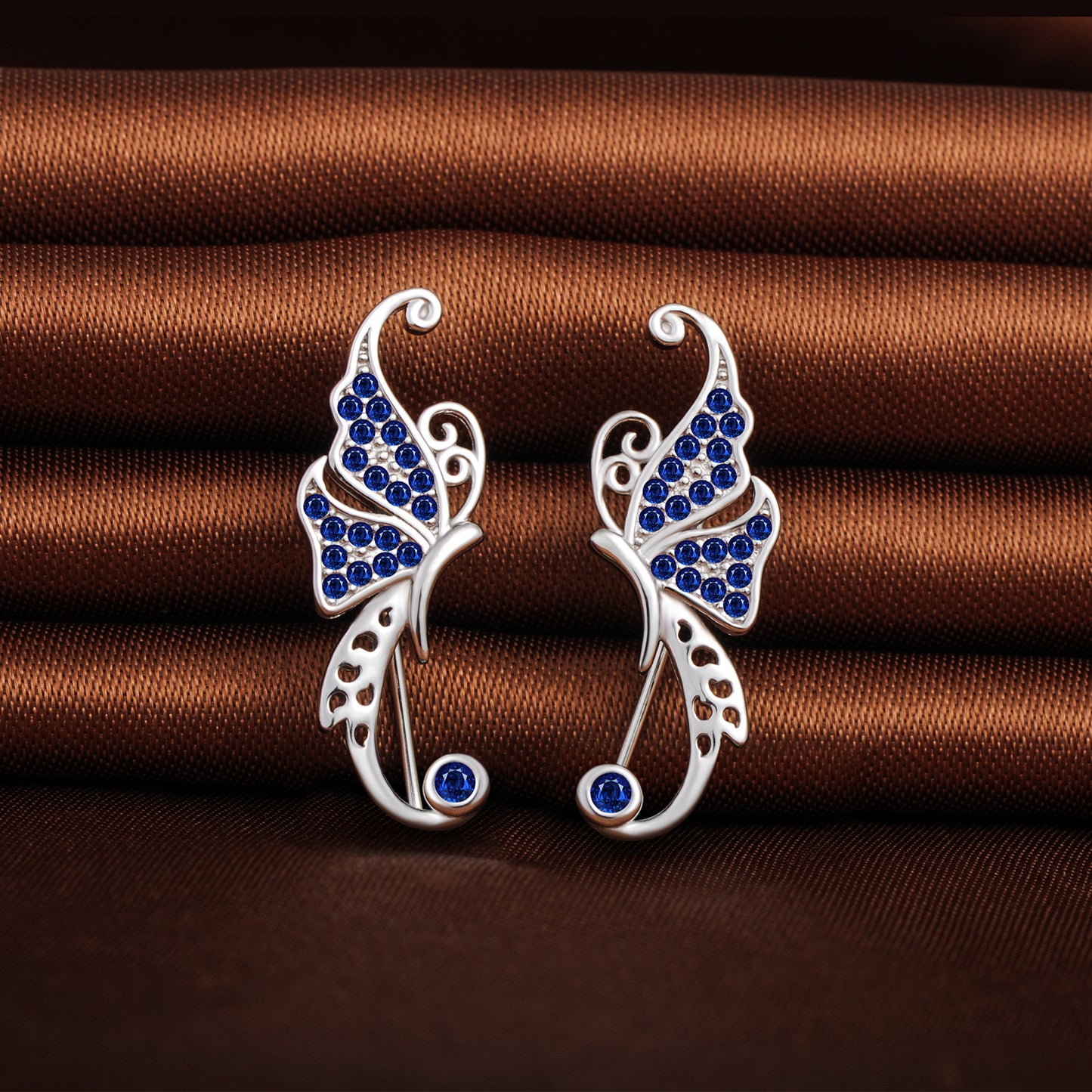 Butterfly CZ Climber Earrings